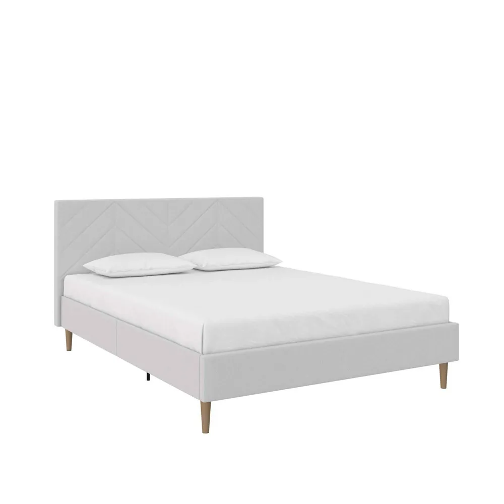 Venus Tufted Upholstered Bed Gray Linen - & Joy: Headboard