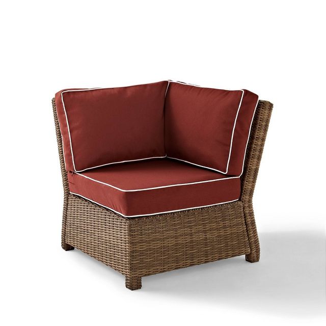 Bradenton Outdoor Wicker Sectional Corner Chair - Sangria - Crosley: Steel Frame, Modular, UV & Weather-Resistant