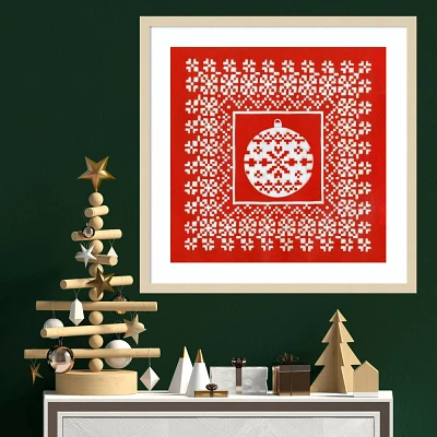 Amanti Art 25x25 Fair Isle Snowflake V by Chariklia Zarris Wood Framed Wall Art Print