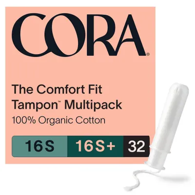 Cora Organic Cotton Mix Pack Tampons - Super/Super Plus - 32ct