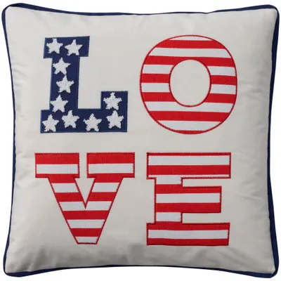 18x18 Love Americana Indoor Square Throw Pillow White - Mina Victory