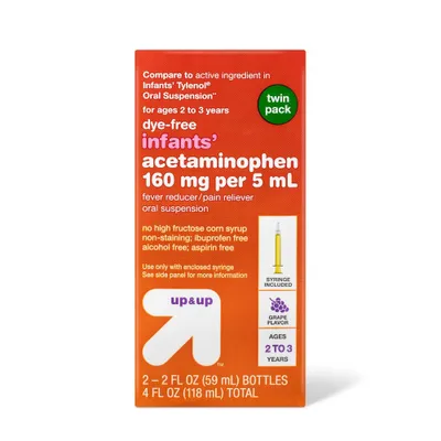 Dye-Free Infants Acetaminophen - 2pk/2 fl oz Each - up & up