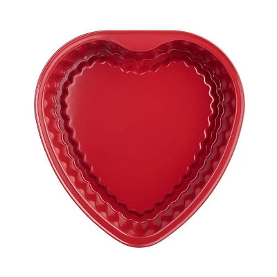 Trudeau Metal Heart Shaped Cake Baking Pan Red