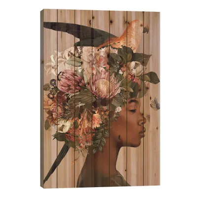 40 x 26 Woman and Flowers IV Wood Print by Danilo de Alexandria - iCanvas: UV-Cured, Durable Wall Art