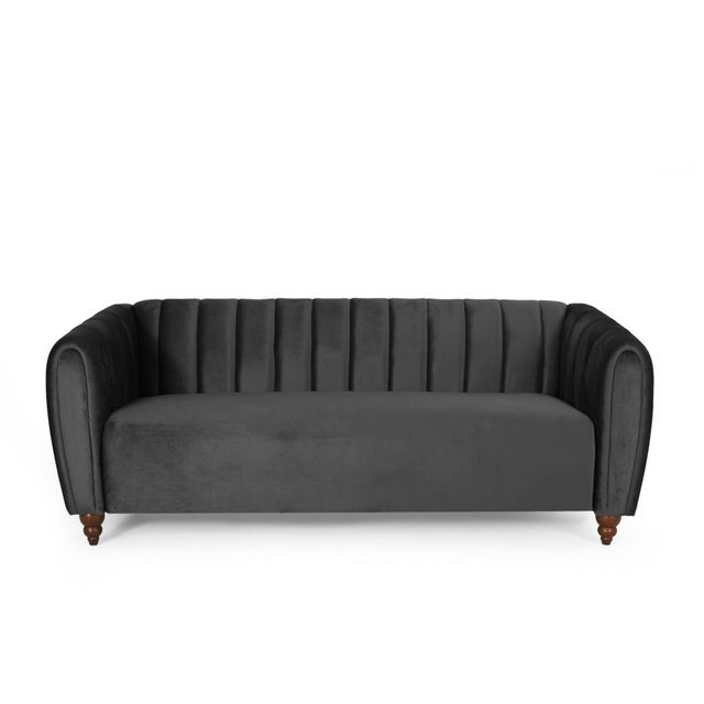 Richland Modern Glam Velvet Channel Stitch 3 Seater Sofa