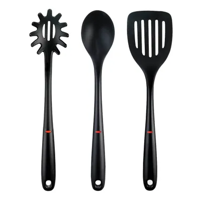 OXO 3pc Nylon Utensil Set Black: Kitchen Utensils with Soft-Grip Handle, Includes Pasta Spoon & Slotted Turner