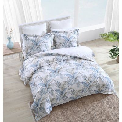 Queen Bakers Bluff Comforter & Sham Set Blue - Tommy Bahama: Cotton Material, Pre Washed, OEKO-TEX Certified