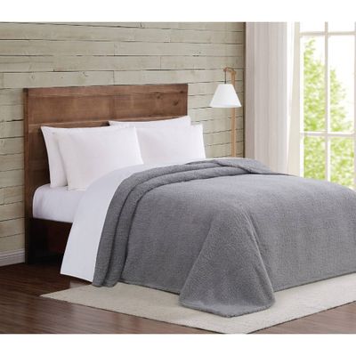 Full/Queen Marshmallow Faux Shearling Bed Blanket Gray - Brooklyn Loom