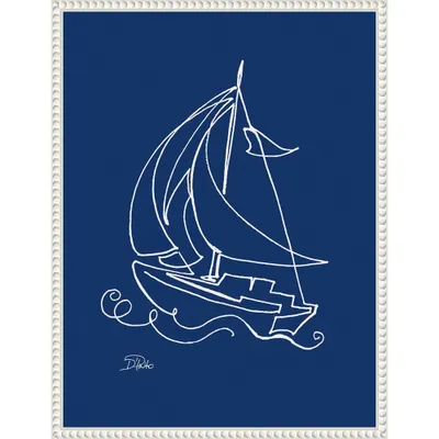 18x24 Little Sail on Blue by Patricia Pinto Framed Canvas Wall Art Print White - Amanti Art