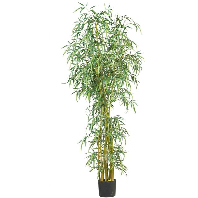 7ft Artificial Curved Slim Bamboo Silk Tree in Pot - Nearly Natural: Indoor Decorative Faux Flora