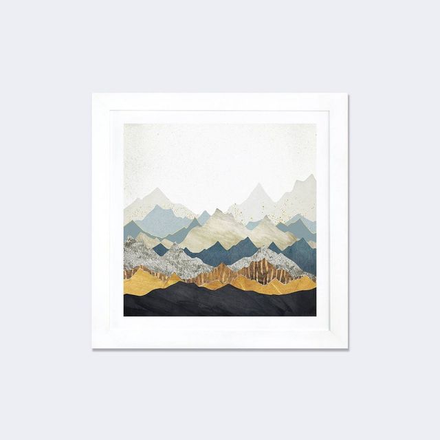 24 x 24 Distant Peaks by Spacefrog Designs Framed Fine Art Paper Print White - iCanvas: Modern Decor, Hardwood Frame, D Ring Mount