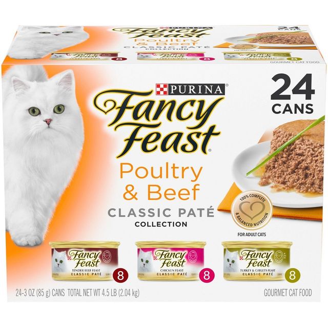 Purina Fancy Feast Classic Pat Variety Pack Chicken, Turkey & Beef Flavor Wet Cat Food Cans