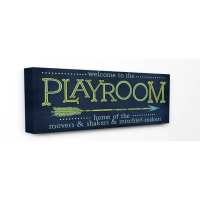 13x1.5x30 Playroom Home of Mischief Makers Blue Oversized Stretched Kids Canvas Wall Art - Stupell Industries