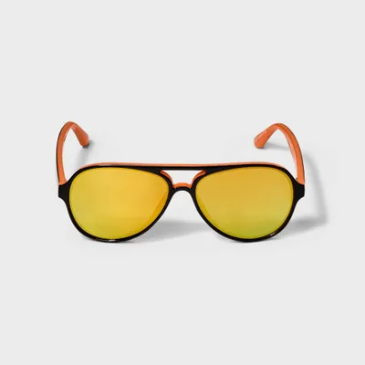 Boys Plastic Aviator Sunglasses - Cat & Jack Black/Orange