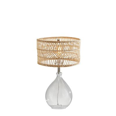 Cuba Teardrop Table Lamp: Natural Rattan Shade, Vintage Style, UL Listed Includes Light Bulb - Adesso