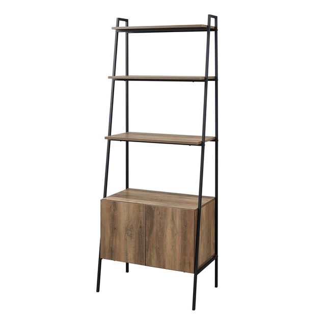 72 Ladder Bookcase with Storage, Metal Frame, Wall Anchor - Saracina Home