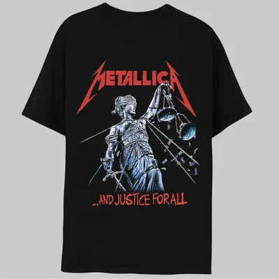 Mens Metallica Justice hort leeve Graphic T-hirt - Black