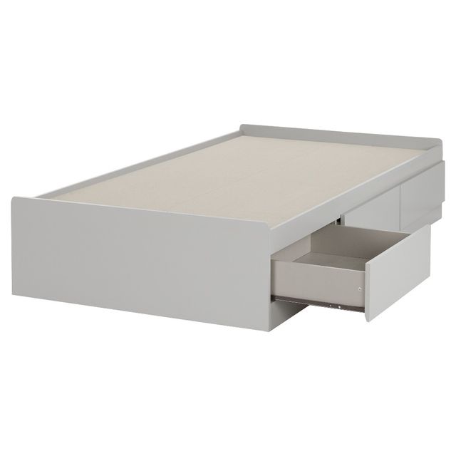 Twin Reevo Mates Bed with 3 Drawers Soft Gray - South Shore