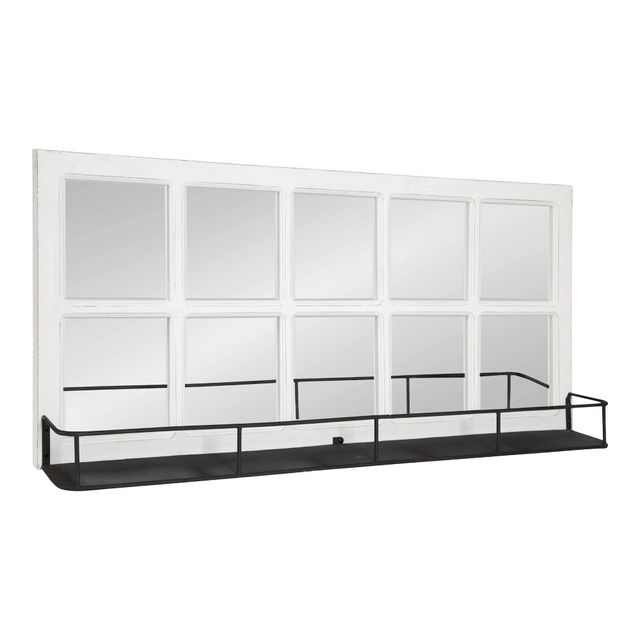 Kate  Laurel All Things Decor 40 x 18 Jackson 10 Windowpane Wall Mirror  with Shelf White Kate and Laurel Connecticut Post Mall