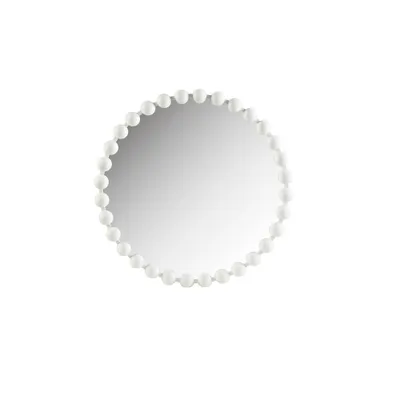 Madison Park 27 Marlowe Beaded Round Wall Mirror White : Glamorous Iron Frame, No Assembly Required