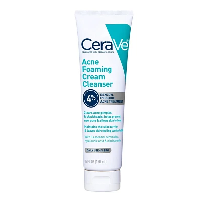 CeraVe Acne Foaming Cream Face Cleanser, Acne Treatment Face Wash - Fragrance-Free - 5oz