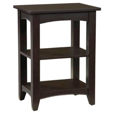 2-Shelf Side Table Hardwood Black - Alaterre Furniture: Rectangle, Fixed Shelves, Wood Veneer