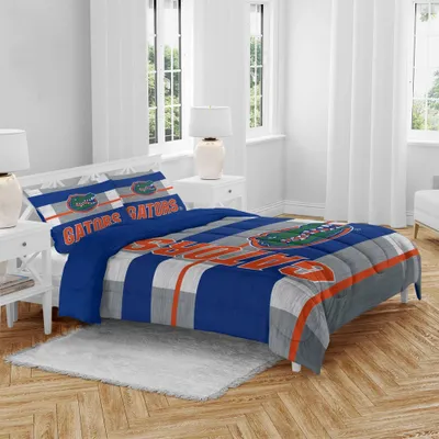 NCAA Florida Gators Heathered Stripe Queen Bedding Set in a Bag - 3pc