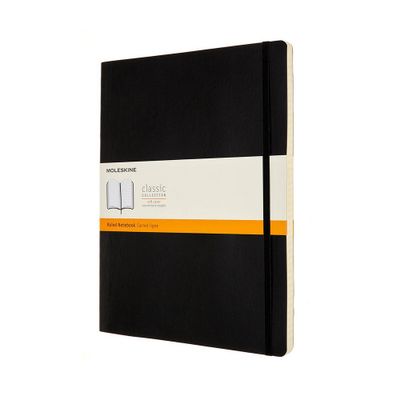 Moleskine Ruled Notebook XXL Soft Cover Black: 8.5 x 11 Lined Journal, Elastic Closure, Ribbon Marker, 192 Pages