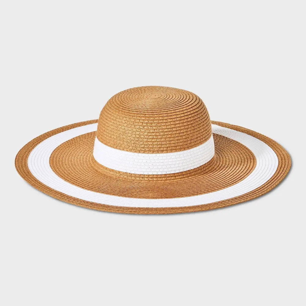 Striped Straw Floppy Hat