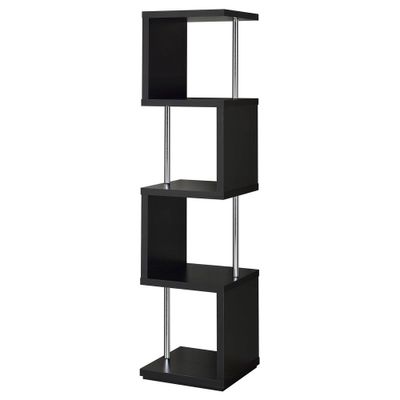 66.5 Baxter 4 Shelf Zig Zag Bookcase with Chrome Details