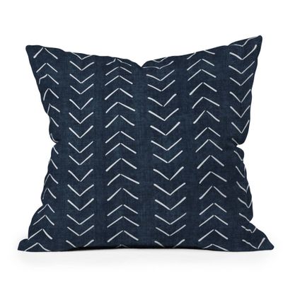 18x18 Becky Bailey Mud Cloth Big Arrows Square Throw Pillow Navy Blue - Deny Designs