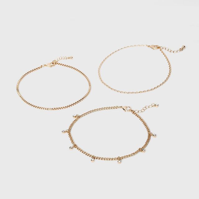 Gem Drop Anklet Set 3pc - A New Day Gold