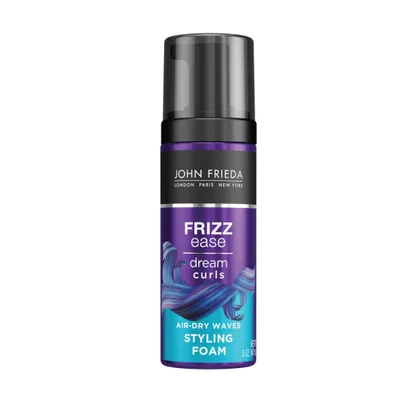 John Frieda Frizz Ease Air-Dry Waves Styling Foam, Dream Curls Defining Frizz Control, Curly Hair - 5 fl oz