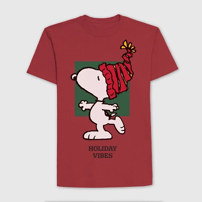 Mens Peanuts Hat Graphic T-hirt - Red