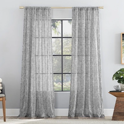 50x96 Scott Living Sheer Tulin Watercolor Print Rod Pocket Curtain Panel Gray