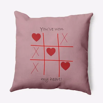 16x16 Valentines Day Youve Won My Heart Square Throw Pillow Romantic Purple - e by design