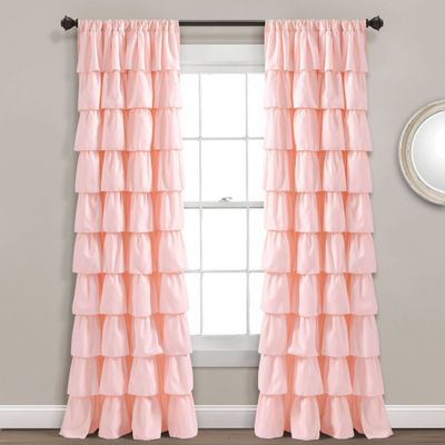 84x50 Ruffle Light Filtering Window Curtain Panel Blush - Lush Dcor