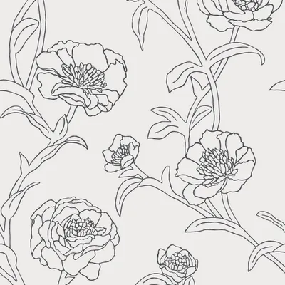 Tempaper & Co. Peonies Removable Peel and Stick Wallpaper, Black and White Floral, 56 sq. ft.