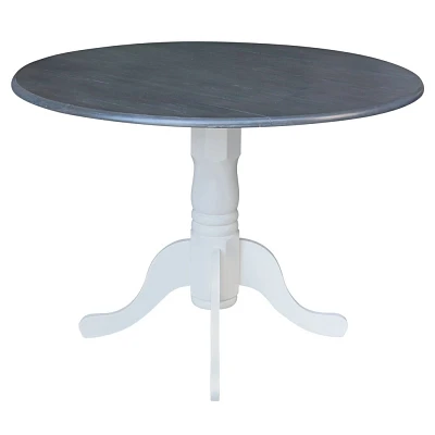 International Concepts 42 Mason Round Dual Drop Leaf Extendable Dining Table : Mid-Century Modern, Seats 4, Pedestal Base