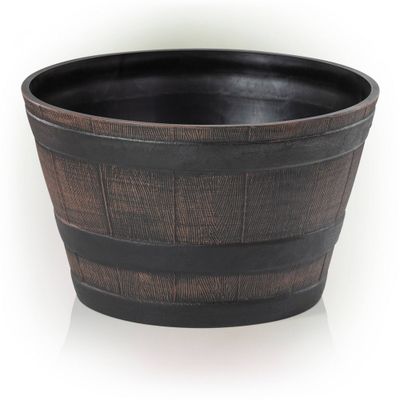 11 Wide Barrel Planter Novelty Bronze - Alpine Corporation