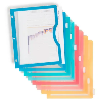 U Brands 8 Tab Clear View Single Pocket Dividers Brights