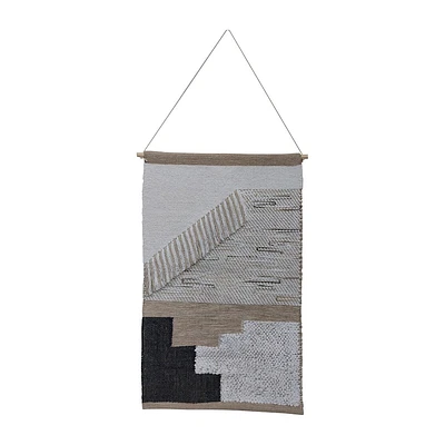 SAGEBROOK HOME 36 Diagonal Fringe Wall Hanging: Contemporary Polyester Fiber Art, Horizontal Orientation, Chain Mount, 24x24