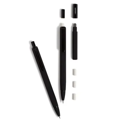 U Brands 2pk Mechanical Pencils Starter Kit Soft Touch Black: Metal, 0.7mm, Stationery, Satin Finish, Ages 14+