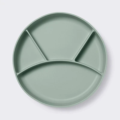 Silicone Suction Divided Plate - Green - Cloud Island