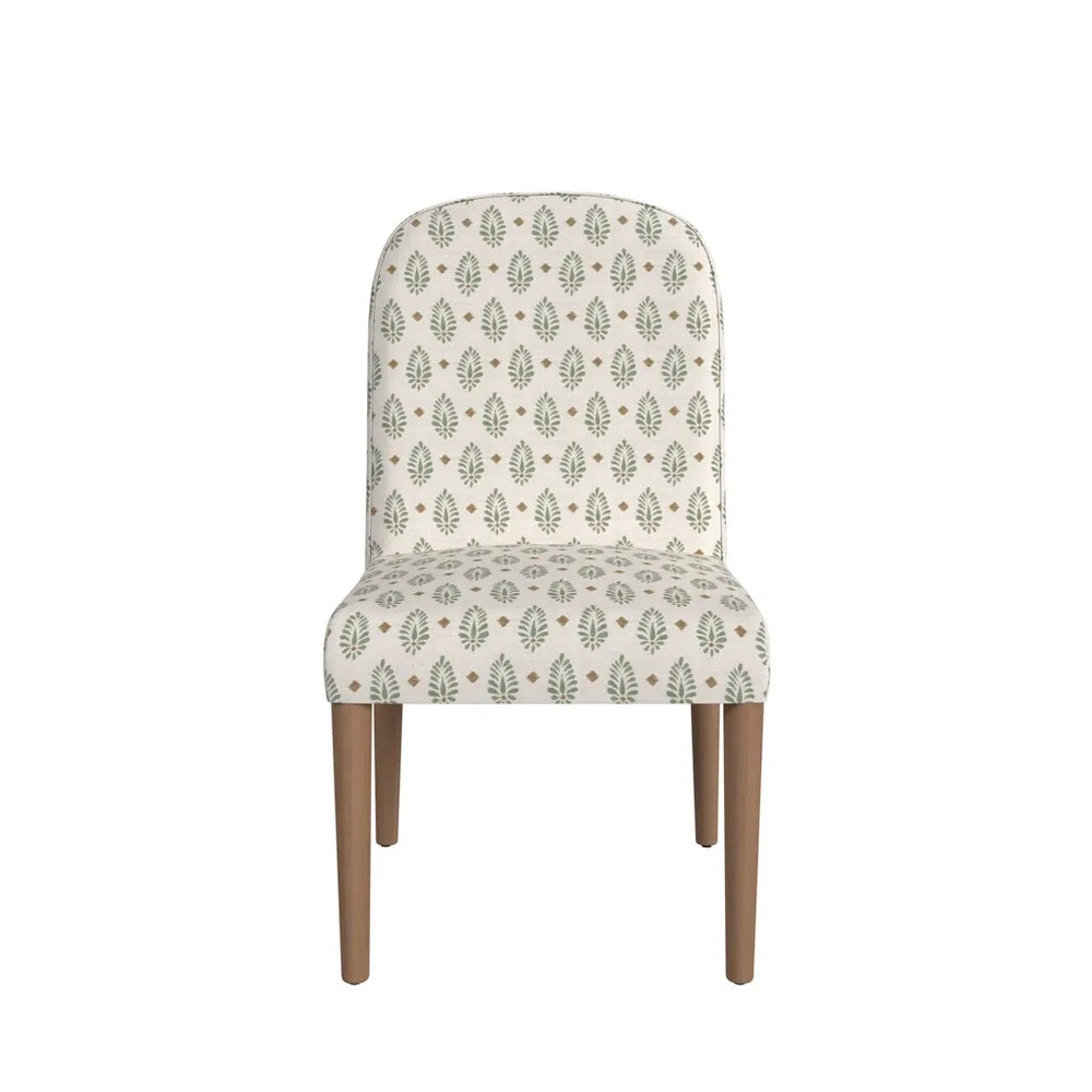 Rounded Back Upholstered Dining Chair Sage - HomePop: Modern Accent Side Chair, Wood Legs, Easy Maintenance