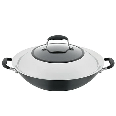 Anolon Advanced Home 14 Hard Anodized Nonstick Wok with Side Handle and Lid Onyx