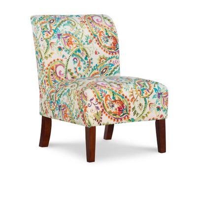 Julie Modern Curved Back Slipper Accent Chair Red - Linon: Paisley Print, Cottage-Chic, Tapered Wooden Legs