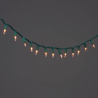 100ct Incandescent Smooth Mini Christmas String Lights Clear with Green Wire - Wondershop