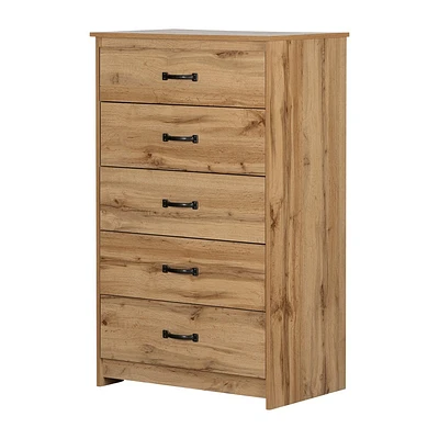 South Shore Tassio 5 Drawer Chest Nordik Oak: Modern Country Style, Metal Slides, Particle Board