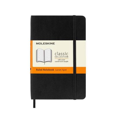Moleskine 192pg Ruled Pocket Notebook 3.5x 5.5 Black Softcover